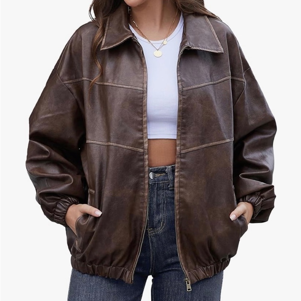 Oversized Faux Leather Jacket